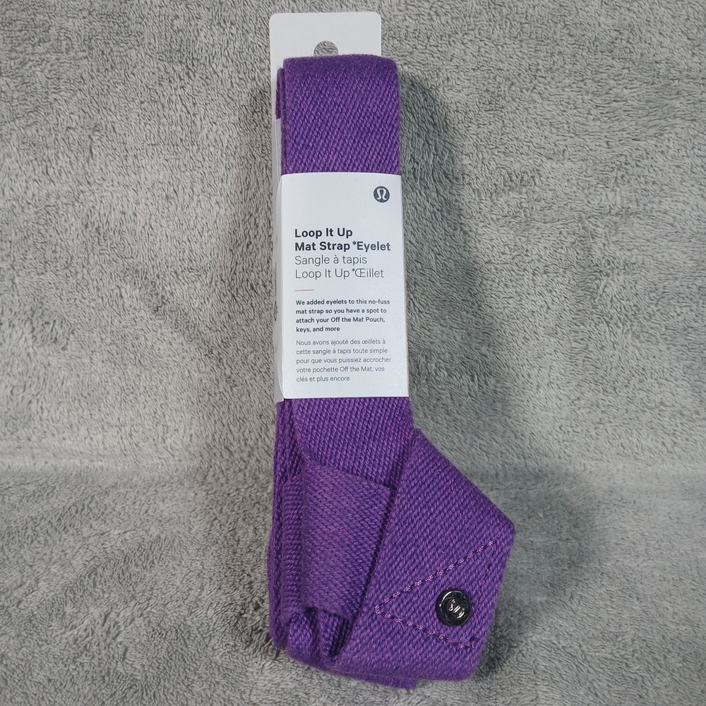 Lululemon Loop It Up Mat Strap Eyelet OS Purple Cotton Yoga Accessory NEW